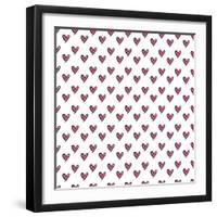 Hearts Seamless Pattern. Cute Doodle Hearts.-Bubushonok-Framed Art Print