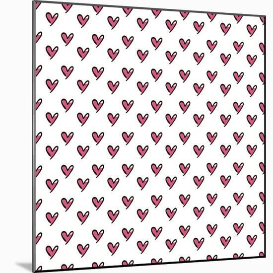 Hearts Seamless Pattern. Cute Doodle Hearts.-Bubushonok-Mounted Art Print