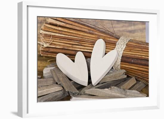 Hearts, Wood, Deko, Stilllife-Andrea Haase-Framed Photographic Print