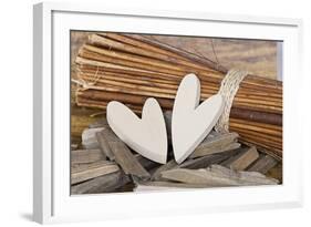 Hearts, Wood, Deko, Stilllife-Andrea Haase-Framed Photographic Print