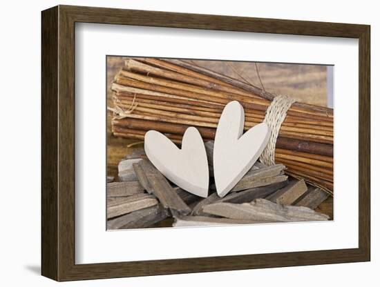 Hearts, Wood, Deko, Stilllife-Andrea Haase-Framed Photographic Print