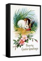 Hearty Easter Greetings Postcard-David Pollack-Framed Stretched Canvas