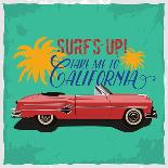 Hand Drawn Retro Car with a Text 'Take Me to California', T-Shirt Design-Heather_insane-Art Print