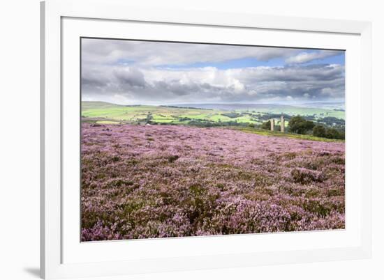 Heather Moorland and Yorkes Folly Near Pateley Bridge, Yorkshire, England, United Kingdom, Europe-Mark Sunderland-Framed Photographic Print