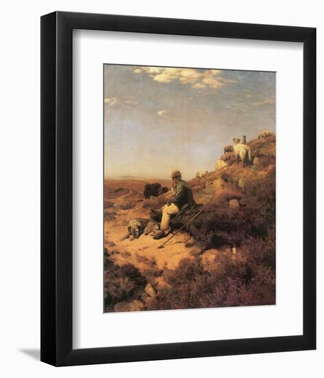 Heathland Shepherd-Eugen Bracht-Framed Art Print