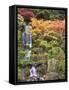 Heavenly Falls and Autumn Colors, Portland Japanese Garden, Oregon, USA-William Sutton-Framed Stretched Canvas