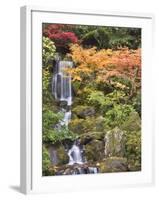 Heavenly Falls and Autumn Colors, Portland Japanese Garden, Oregon, USA-William Sutton-Framed Photographic Print