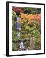 Heavenly Falls and Autumn Colors, Portland Japanese Garden, Oregon, USA-William Sutton-Framed Photographic Print