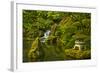 Heavenly Falls and Pagoda, Portland Japanese Garden, Oregon, Usa-Michel Hersen-Framed Photographic Print