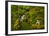 Heavenly Falls and Pagoda, Portland Japanese Garden, Oregon, Usa-Michel Hersen-Framed Photographic Print