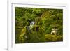 Heavenly Falls and Pagoda, Portland Japanese Garden, Oregon, Usa-Michel Hersen-Framed Photographic Print