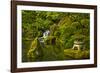 Heavenly Falls and Pagoda, Portland Japanese Garden, Oregon, Usa-Michel Hersen-Framed Photographic Print