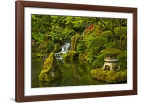 Heavenly Falls and Pagoda, Portland Japanese Garden, Oregon, Usa-Michel Hersen-Framed Photographic Print