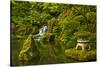 Heavenly Falls and Pagoda, Portland Japanese Garden, Oregon, Usa-Michel Hersen-Stretched Canvas