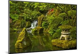 Heavenly Falls and Pagoda, Portland Japanese Garden, Oregon, Usa-Michel Hersen-Mounted Photographic Print