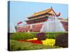 Heavenly Gate Entrance to Forbidden City Decorated with Fountains and Flowers During National Day F-Kimberly Walker-Stretched Canvas