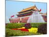 Heavenly Gate Entrance to Forbidden City Decorated with Fountains and Flowers During National Day F-Kimberly Walker-Mounted Photographic Print