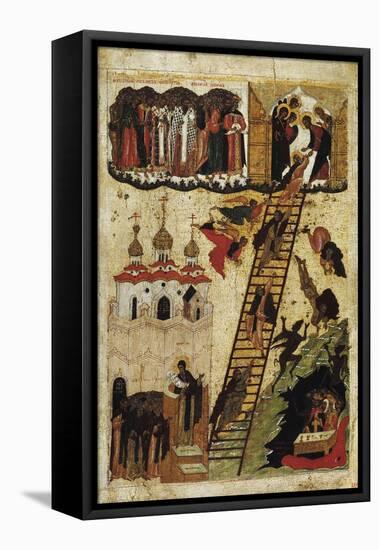 Heavenly Ladder of St. John Climacus (Tempera on Panel)-Russian-Framed Stretched Canvas