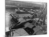 Heavy Bombers on Barges Awaiting Loading onto Cargo Vessel in New York Harbor for Shipment-Edward L.-Mounted Photographic Print