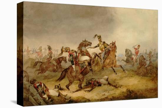 Heavy Cavalry at the Battle of Waterloo, 18th June 1815, 1870-Orlando Norie-Stretched Canvas