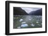 Heavy ice near face of South Sawyer Glacier, misty conditions, mountain backdrop, Tracy Arm Fjord, -Eleanor Scriven-Framed Photographic Print