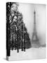 Heavy Snow Blankets the Ground Near the Eiffel Tower-Dmitri Kessel-Stretched Canvas