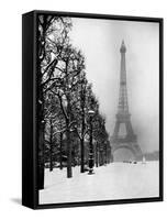 Heavy Snow Blankets the Ground Near the Eiffel Tower-Dmitri Kessel-Framed Stretched Canvas