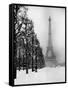 Heavy Snow Blankets the Ground Near the Eiffel Tower-Dmitri Kessel-Framed Stretched Canvas