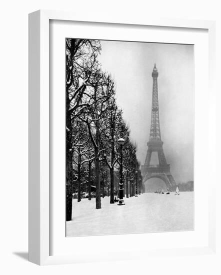 Heavy Snow Blankets the Ground Near the Eiffel Tower-Dmitri Kessel-Framed Premium Photographic Print
