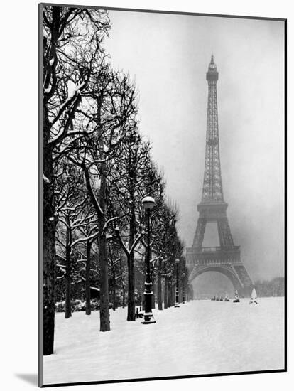 Heavy Snow Blankets the Ground Near the Eiffel Tower-Dmitri Kessel-Mounted Premium Photographic Print