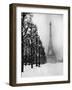 Heavy Snow Covers the Ground Near the Eiffel Tower-Dmitri Kessel-Framed Photographic Print