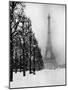 Heavy Snow Covers the Ground Near the Eiffel Tower-Dmitri Kessel-Mounted Photographic Print