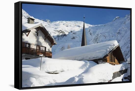 Heavy Snowfall in Le Tour, Chamonix Valley, Haute-Savoie, French Alps, France, Europe-Christian Kober-Framed Stretched Canvas