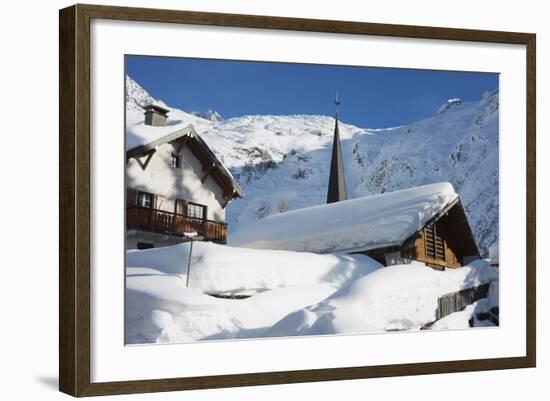 Heavy Snowfall in Le Tour, Chamonix Valley, Haute-Savoie, French Alps, France, Europe-Christian Kober-Framed Photographic Print