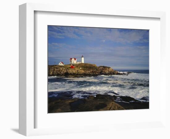 Heavy Surf Near Cape Neddick Lighthouse-James Randklev-Framed Photographic Print