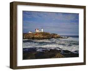 Heavy Surf Near Cape Neddick Lighthouse-James Randklev-Framed Photographic Print