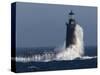 Heavy Surf Slams into the 72-Foot-Tall Ram Island Ledge Light-null-Stretched Canvas