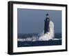 Heavy Surf Slams into the 72-Foot-Tall Ram Island Ledge Light-null-Framed Photographic Print