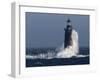 Heavy Surf Slams into the 72-Foot-Tall Ram Island Ledge Light-null-Framed Photographic Print