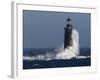 Heavy Surf Slams into the 72-Foot-Tall Ram Island Ledge Light-null-Framed Photographic Print