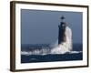 Heavy Surf Slams into the 72-Foot-Tall Ram Island Ledge Light-null-Framed Photographic Print