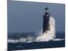 Heavy Surf Slams into the 72-Foot-Tall Ram Island Ledge Light-null-Mounted Photographic Print