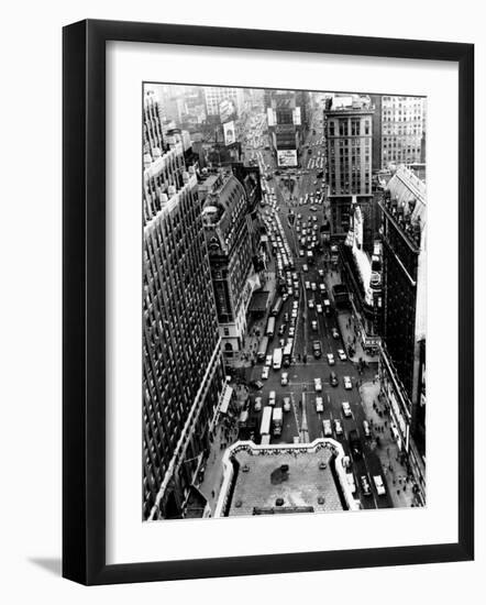 Heavy Traffic Moves Along Broadway and Seventh Avenue-null-Framed Photographic Print