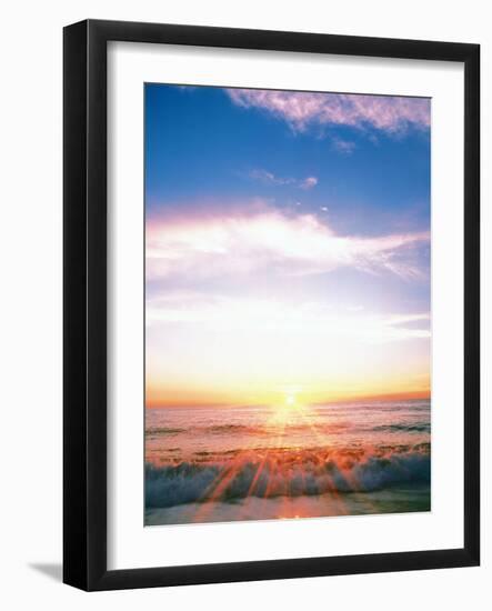 Heavy Waves with Bright Sunlight, Lens Flare-null-Framed Photographic Print