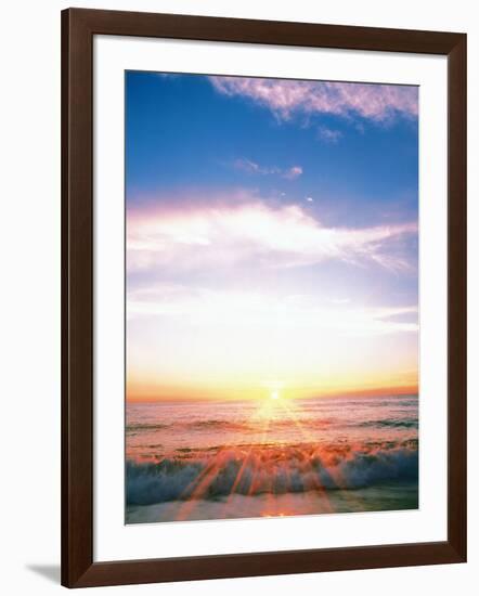 Heavy Waves with Bright Sunlight, Lens Flare-null-Framed Photographic Print