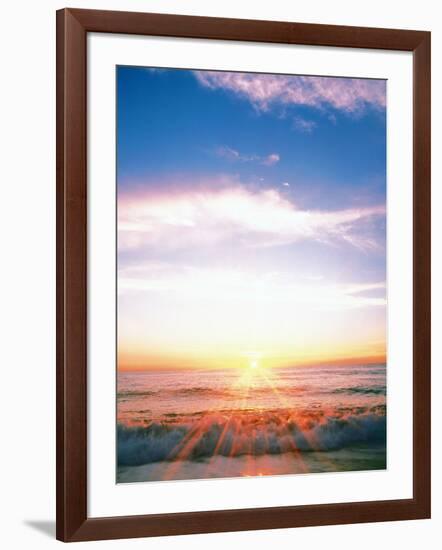 Heavy Waves with Bright Sunlight, Lens Flare-null-Framed Photographic Print