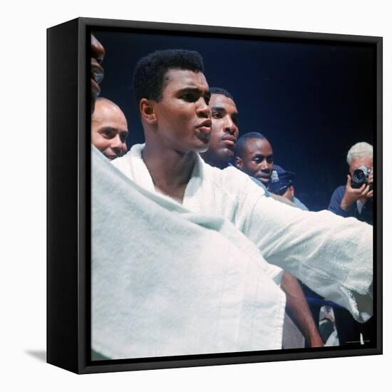 Heavyweight Boxer Cassius Clay, aka Muhammad Ali, After His Fight with Sonny Liston-John Dominis-Framed Stretched Canvas