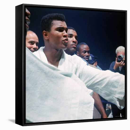 Heavyweight Boxer Cassius Clay, aka Muhammad Ali, After His Fight with Sonny Liston-John Dominis-Framed Stretched Canvas