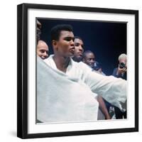 Heavyweight Boxer Cassius Clay, aka Muhammad Ali, After His Fight with Sonny Liston-John Dominis-Framed Premium Photographic Print