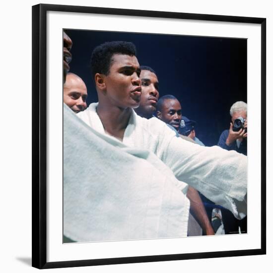 Heavyweight Boxer Cassius Clay, aka Muhammad Ali, After His Fight with Sonny Liston-John Dominis-Framed Premium Photographic Print